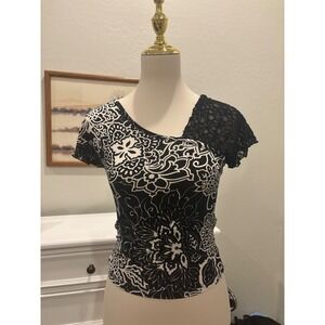 Vintage Floral Lace top International Newport Group Asymmetrical Paisley Y2K